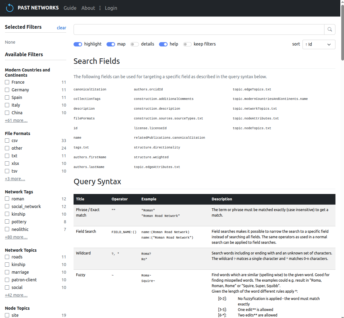 Search bar with example query