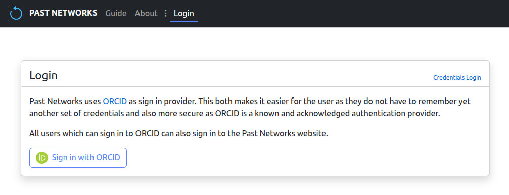 ORCID authentication screen